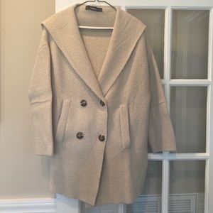 Zara Cream Double-Breasted Coat